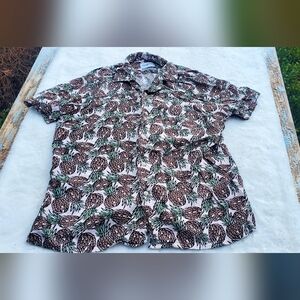 Tropical Pineapple Print Men's Shirt Size L